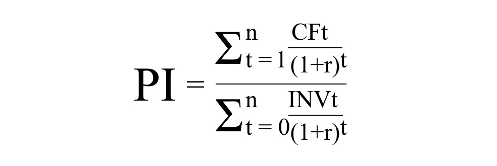 The profitability index (PI) is directly related to the net present value and is defined as the ratio of the present value of cash flows to the initial investment